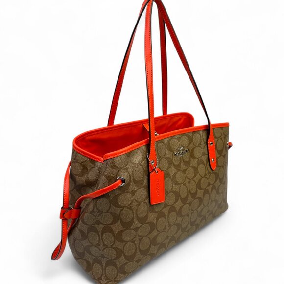 Coach Signature Coated Canvas Drawstring Carryall Bag - Picture 3 of 16